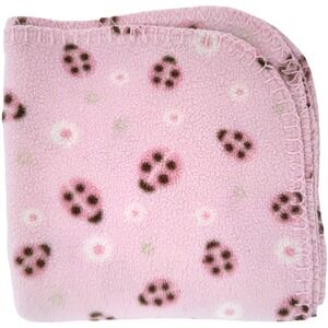 Just Born‎ Pink Ladybug Baby Blanket HTF Soft Fleece Flower Security Lovey